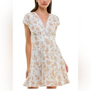 Taylor Floral Cotton Eyelet V-Neck Dress NWT Size 12